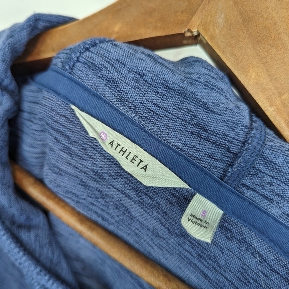 Athleta Sweatshirt Dress Small Techie Sweat Popover Tunic Blue Long Sleeve Hood - Picture 4 of 14